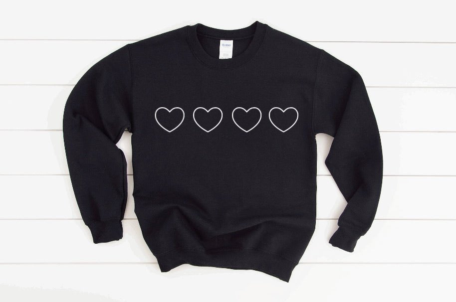 Black Hearts Sweater - Precious Carnation